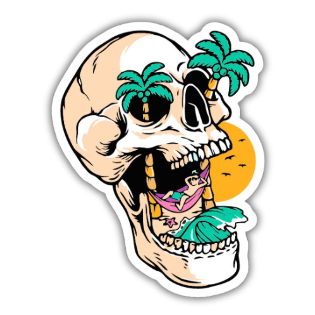 Skull with beach